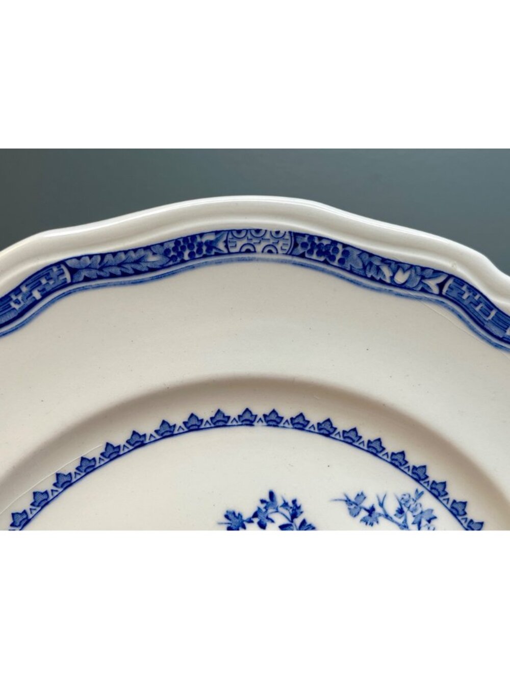 Set of 2 Antique FURNIVALS 1913 Blue Quail 10 1/4" Dinner Plates Round Backstamp - Picture 9 of 16